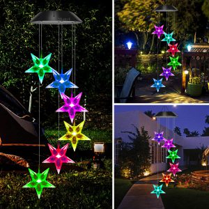 Mosteck Wind Chimes Outdoor Solar Butterfly Wind Chimes Color Changing LED Mobile Wind Chime Make a Great Birthday Gifts for Mom Hanging Decorative Romantic Patio Lights for Yard Garden Home Party 